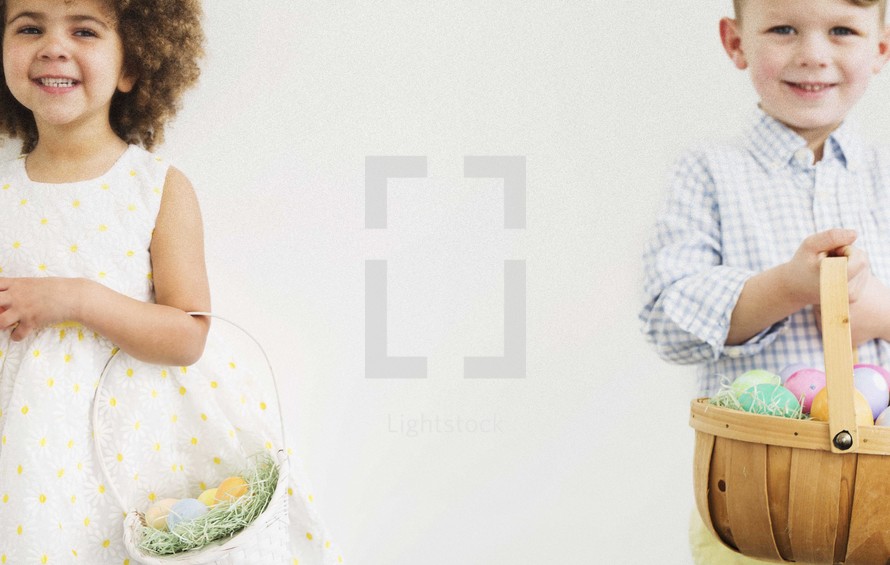 children holding Easter baskets 