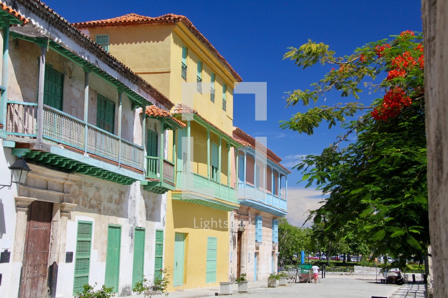 colorful row houses 