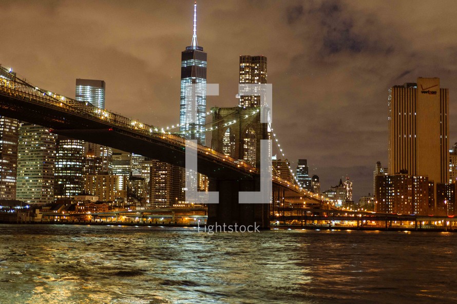a city bridge over water 