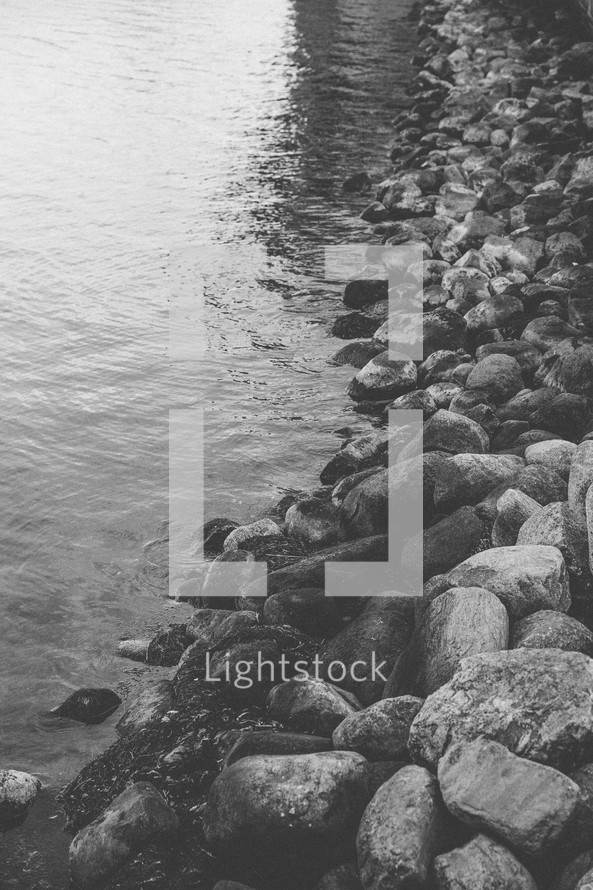 Pebbles and Rocks on the shore 