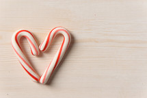 candy cane in the shape of hearts 