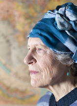 profile of an elderly woman 