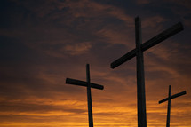 Three crosses at sunset.