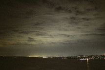 distant city lights across from water