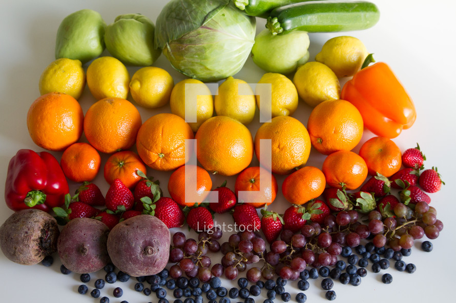 rainbow colored produce 