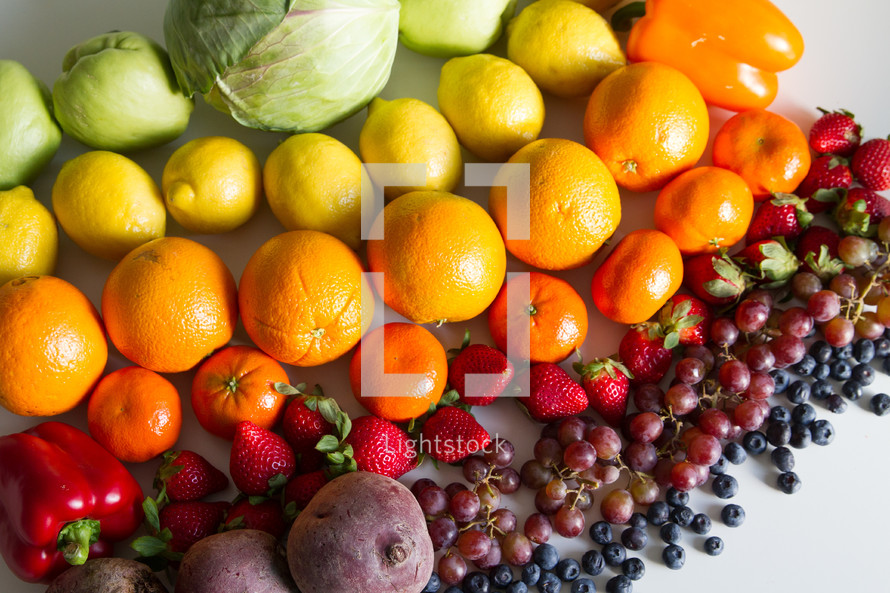  Colorful fruits and vegetables.