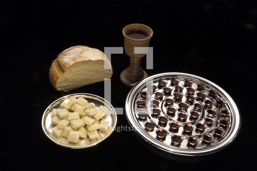 communion wine and tray