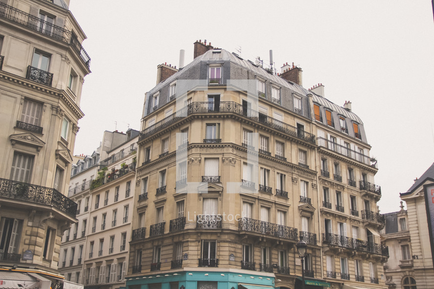 Paris street and buildings 