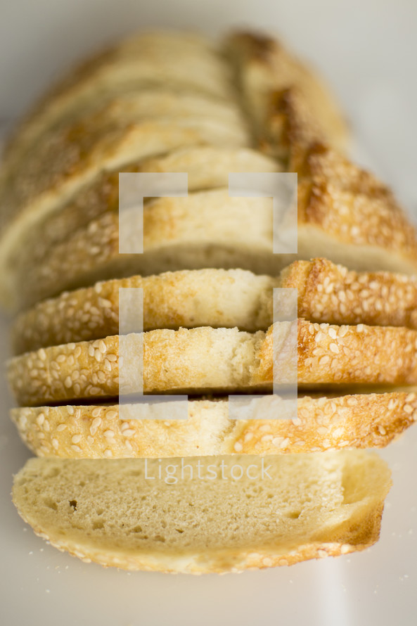 Sliced loaf of bread.