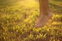 barefoot in the grass