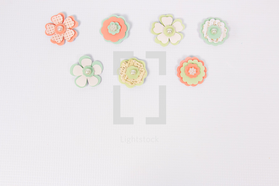 paper flowers on white background 