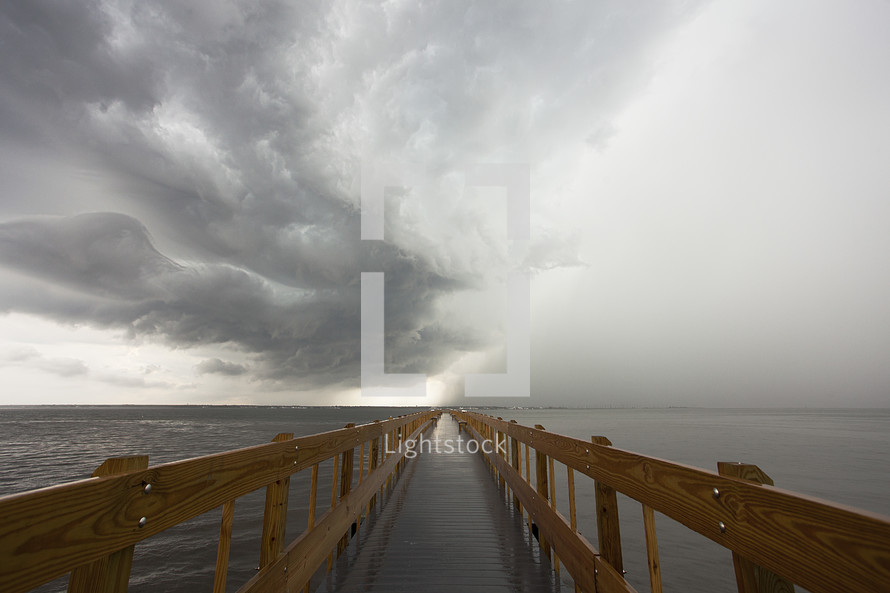 pier and thunderstorm 