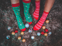 Christmas socks and Christmas ornaments 