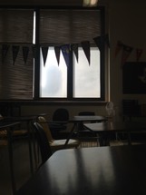 classroom, college, high school, school, desks, student desks, banner, collegiate banners, window 