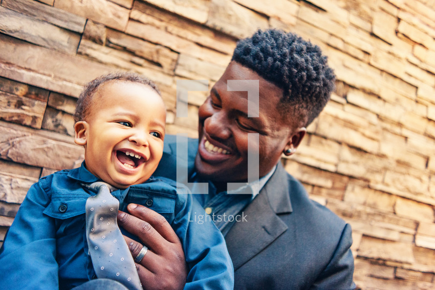 a joyful father and son 