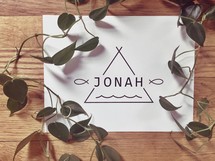 green leaves and word Jonah 
