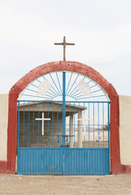 cross on an iron gate 