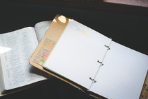 open Bible and notebook 