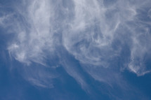 Wispy and windy clouds in a blue sky