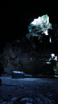 manger stone in a cave 