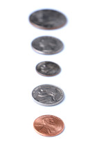 row, American currency, coins, background, penny, dime, nickel, quarter, half dollar 