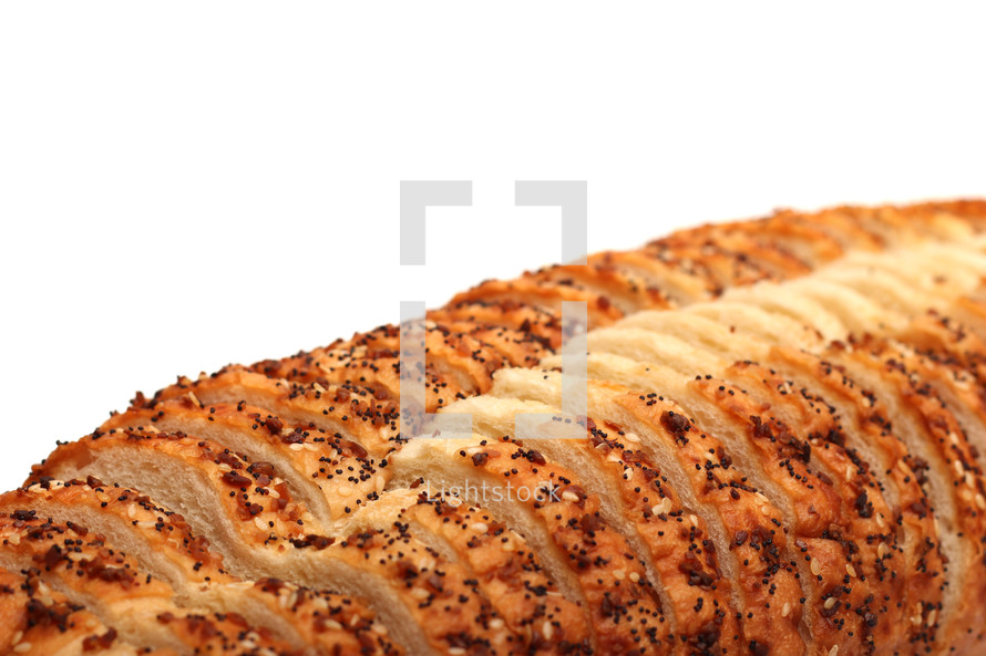 sliced bread loaf with flavoring 