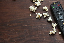 remote control and popcorn 