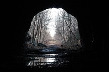 sunlight at the mouth of a tunnel 