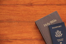 Mission trip, passport and Bible