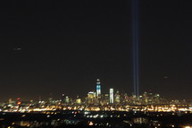 twin towers memorial lights