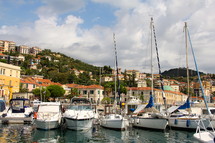 yachts in a marina in an Italy harbor 