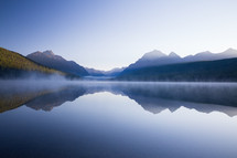 steam, mist, over, lake, water, sunrise, mountains, reflection, nature, outdoors 