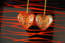 heart shaped hand made wooden ornaments 