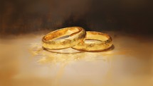 Wedding rings on a watercolor background