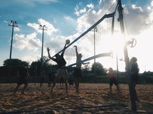 a beach volleyball game 
