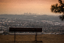 park bench high in the hills of Glendale California