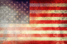 American flag on rusted metal 