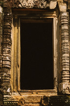 window frame of ruins in Cambodia 