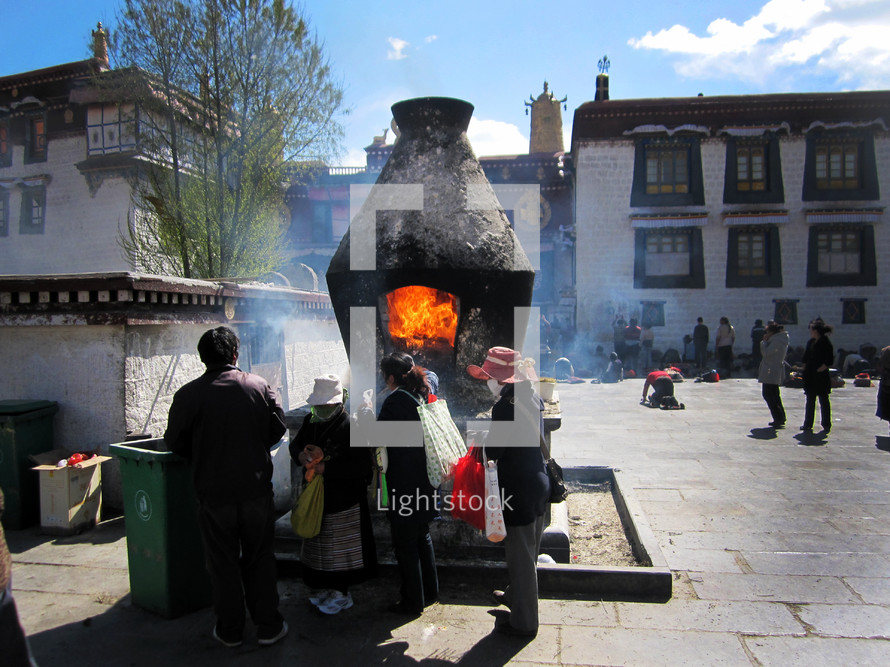 burning trash in Tibet