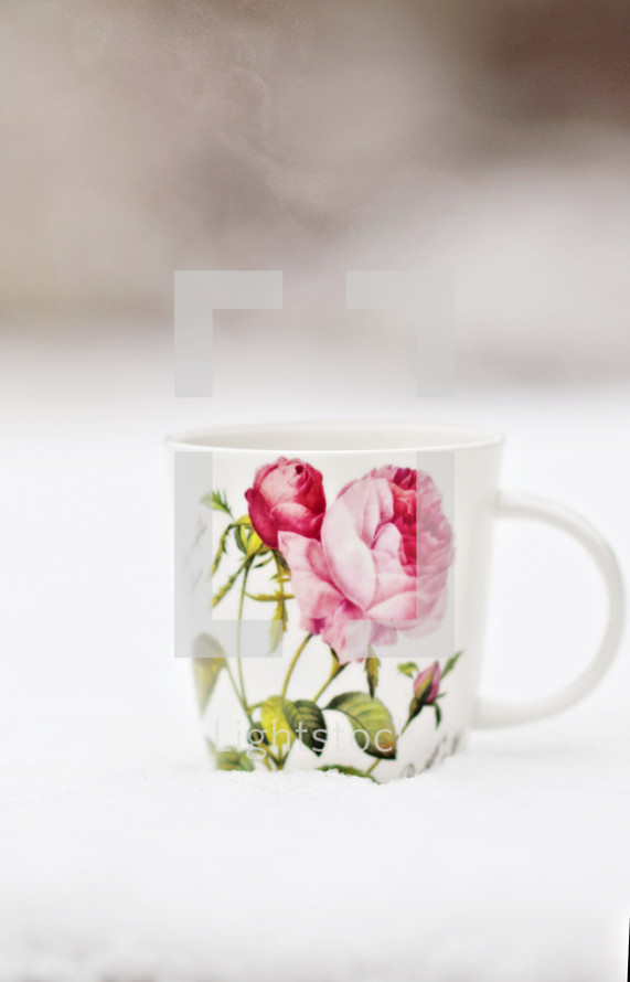 rose painted on a coffee mug 