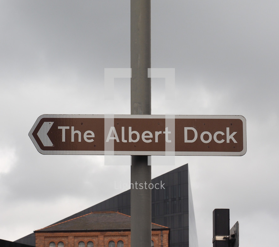 LIVERPOOL, UK - CIRCA JUNE 2016: The Albert Dock direction sign