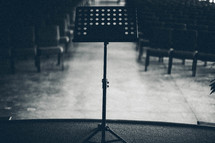 Bible stand on stage in a church