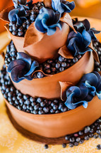 chocolate and blueberry wedding cake