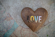 word love over a map 