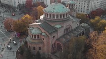St Nedelya Church in Sofia, Bulgaria - 4k Aerial view