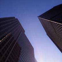 Tall city buildings