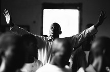 Man raising his hands in worship