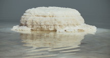 Close up of salt deposits on the banks of the Dead Sea in Israel.
