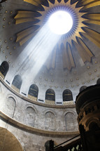 beam of light inside the church of the holy sepulchre 