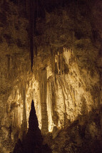 Cavern with stalagmites and stalactites. 